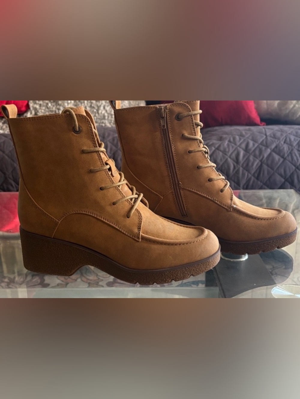 Naturalizer Brown suede Lace-Up round toes casual work ankle walking Boots